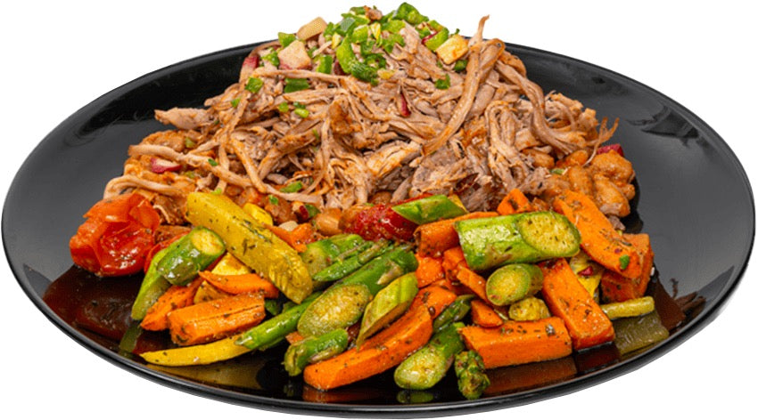 ROPA VIEJA CON VEGETALES SWEET & SOUR Y ARROZ INTEGRAL