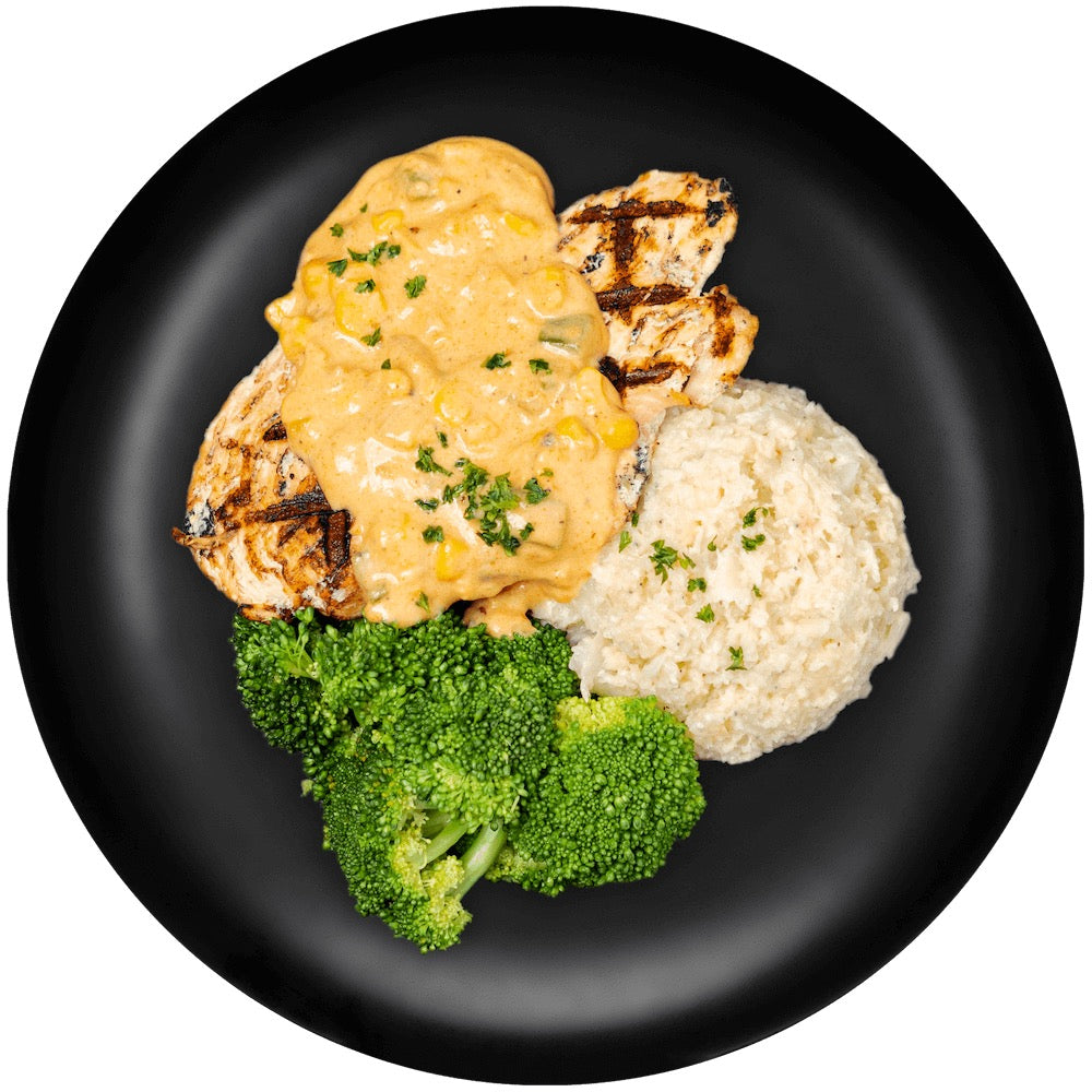 SWEET MUSTARD AND CHESSE SAUCE W/ CHICKEN GRILL & WHITE RICE AND BROCCOLI